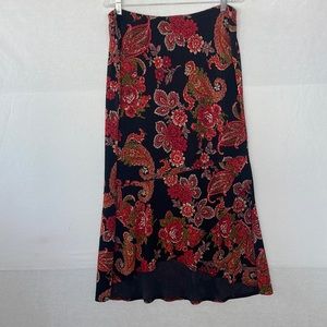 Coldwater Creek Paisley Floral Hi Low Hem Boho Fall Maxi Skirt. Size Medium